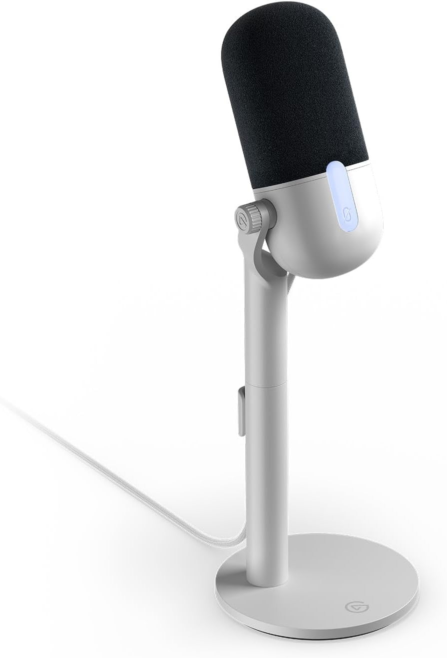 White USB Condenser Microphone with Stand and Pop Filter
