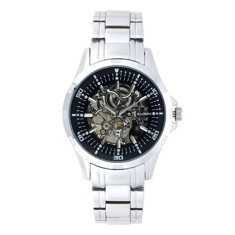 Elgin Adult Adult Male Analog Watch in Silver with Full Skeleton Dial ...