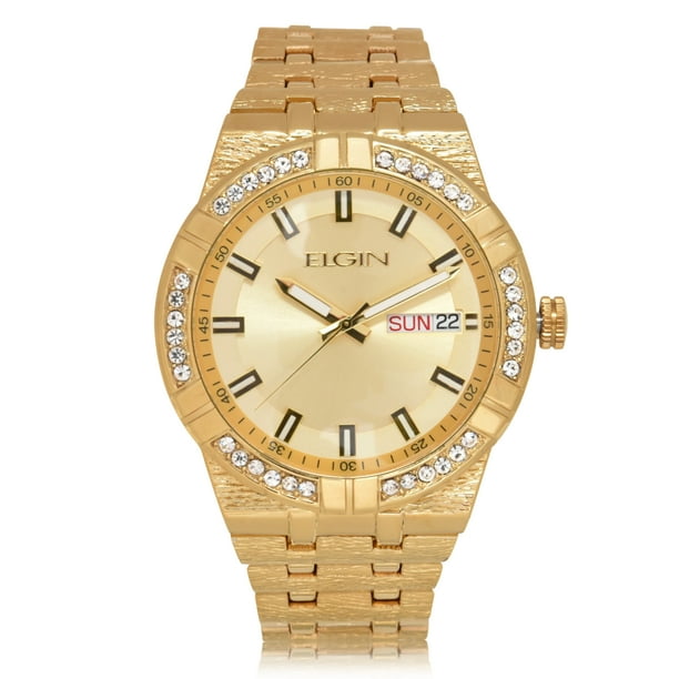 Elgin Adult Adult Male Goldtone Watch with 36 Czech Stones FG160069G