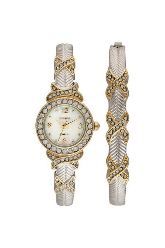 Women's Quartz Analog Watch with Matching Bracelet, Two-Tone, Water Resistant (EG9026ST)