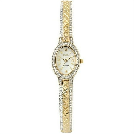 Elgin Adult Female Analog Watch in Two-Tone Gold with Oval Dial (EG9857)