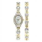 Elgin Adult Female Analog Watch 2pc Set with Oval Mother of Pearl Dial EG8013STB