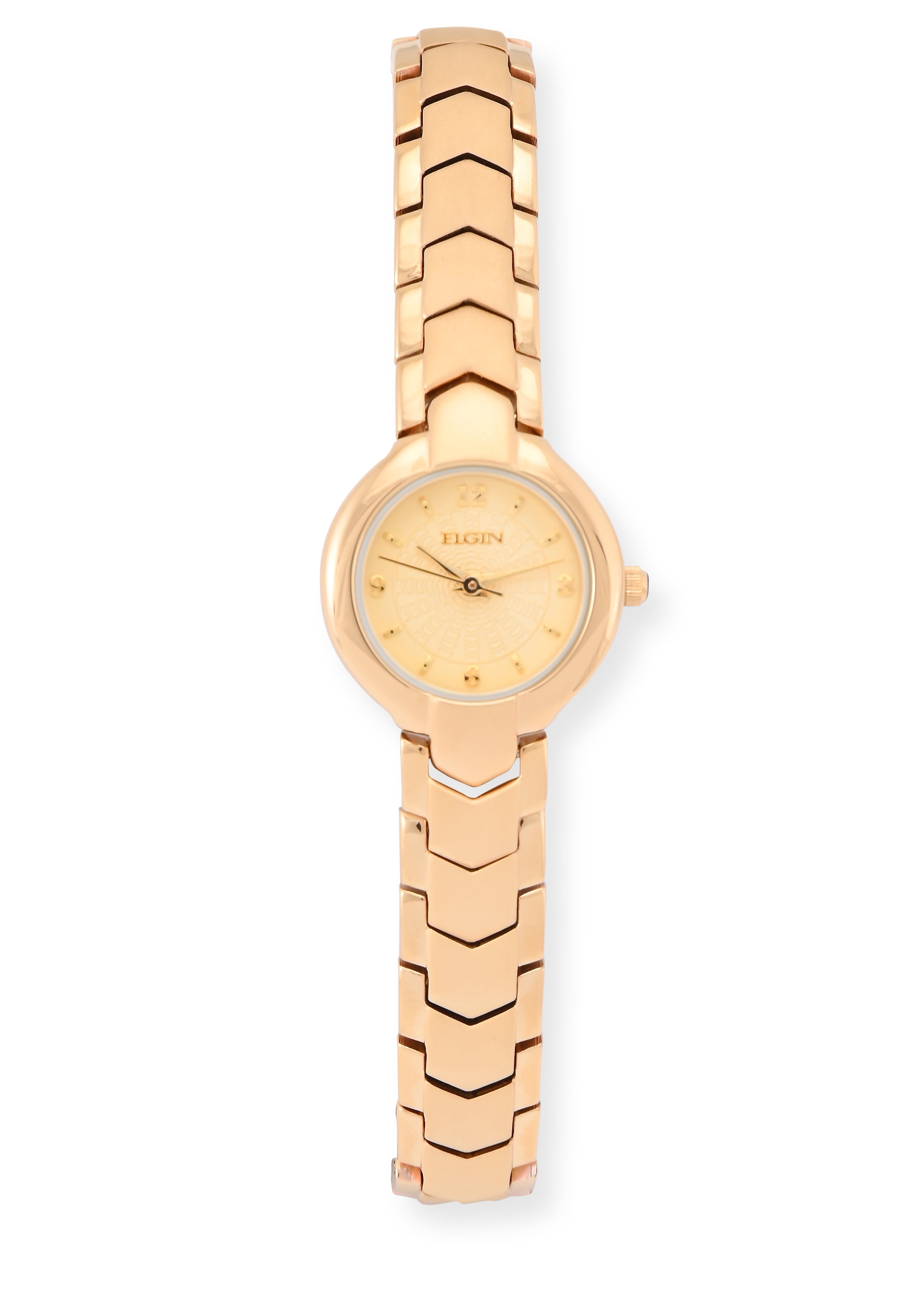 Elgin Gold-Tone Analog Watch with Off-White Dial, Water-Resistant