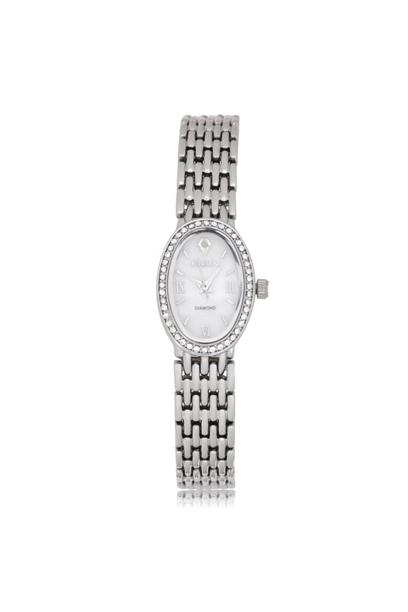 Adult Female Silver-tone Bracelet Watch with Mother of Peal Dial and 44 Czech Stones - EG170024