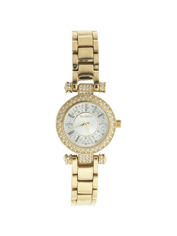 Adult Female Sunray and Crystal Round Dial Analog Watch - EG9993
