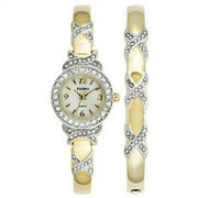 Elgin Adult Female XO Watch and Bracelet Bangle Set EG7045ST