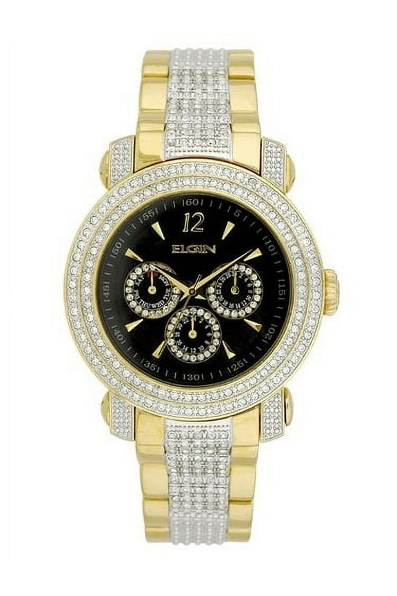 Adult Male Gents 3-Subdial Double Layer Watch Gold-Tone (FG507S)