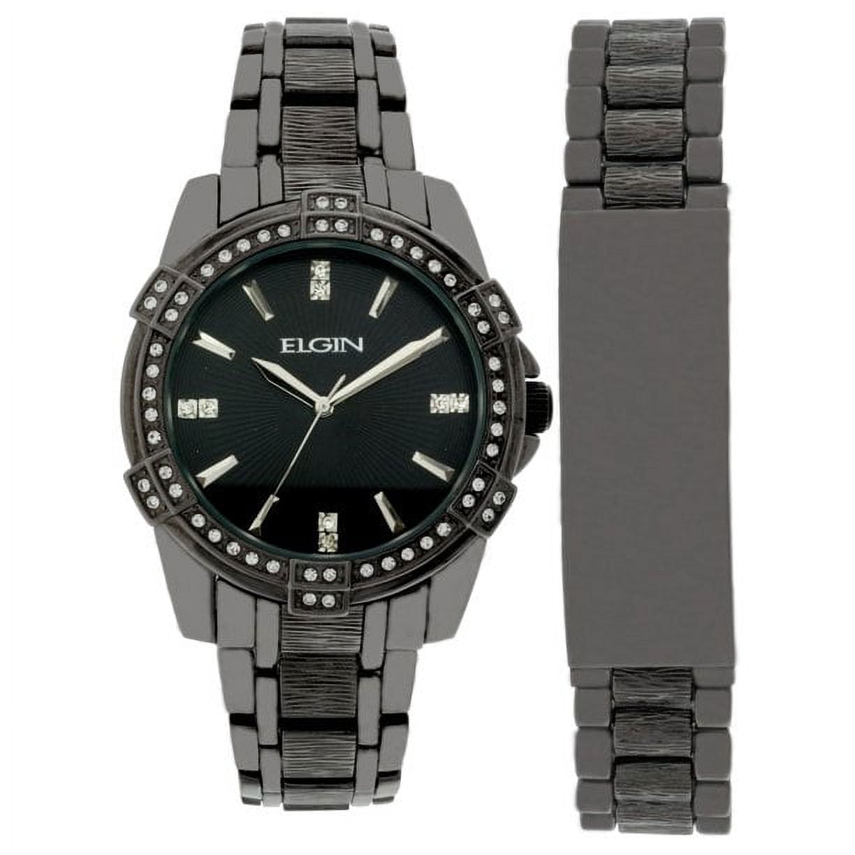 Elgin black store diamond watch