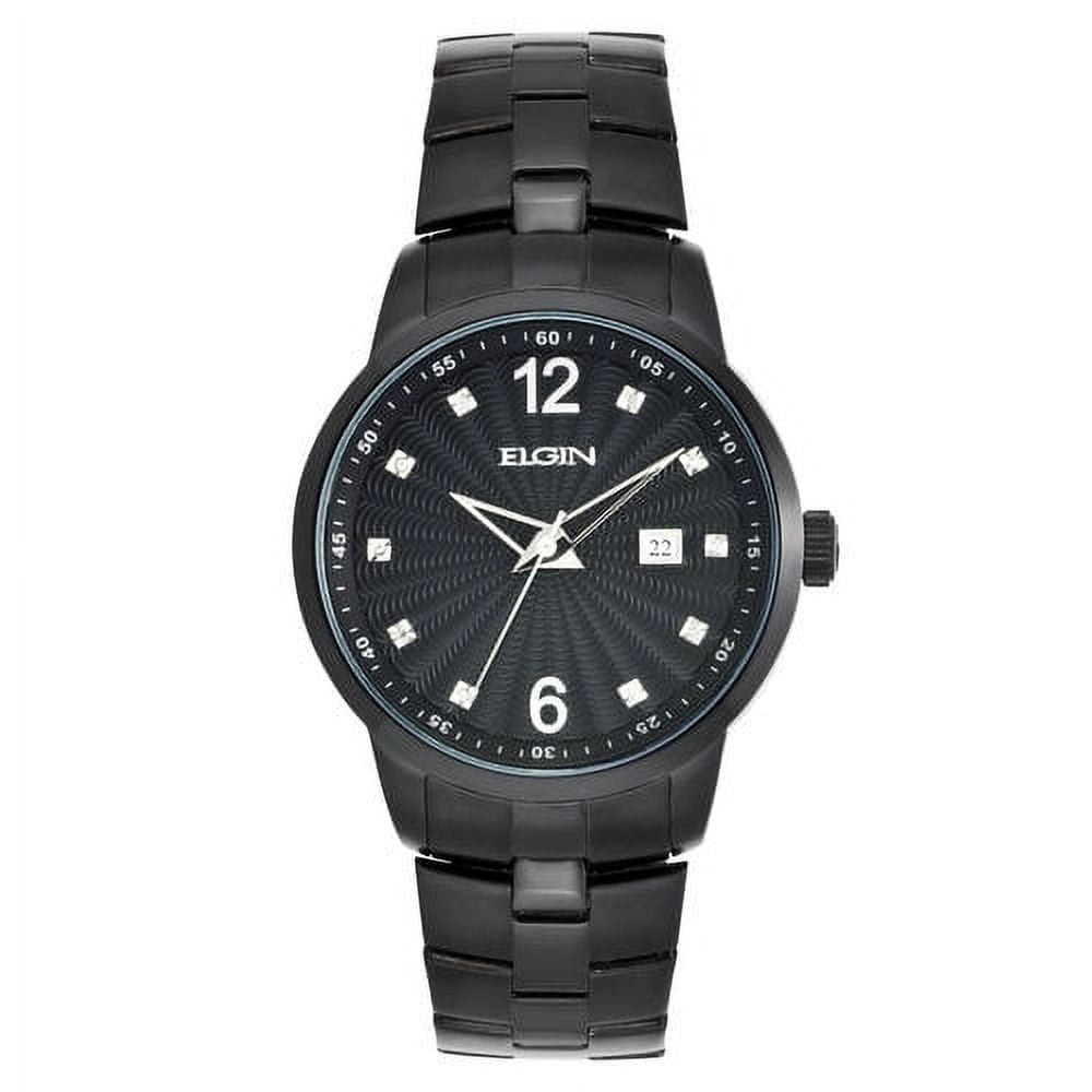 Elgin Adult Male Watch with Genuine Diamond Date Window in Black