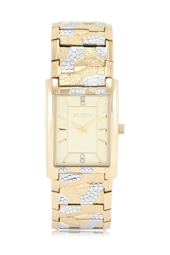 Adult Men's Tank Case Watch with Crystal and Brushed Bark Bracelet . (FG180033)