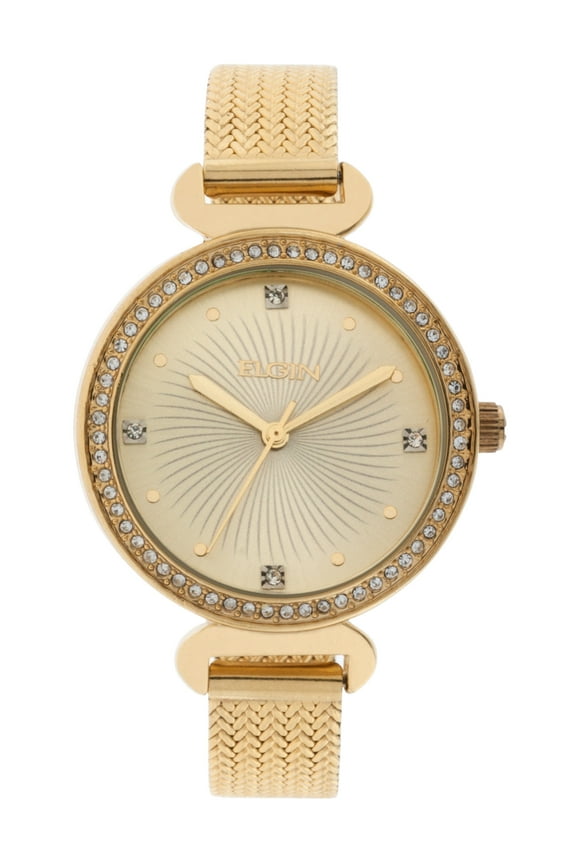 Adult Woman's Gold-Tone Analog Watch with Sunray Dial - EG1610011