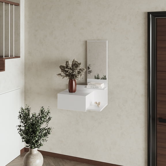 Elgin Floating Vanity with Included Mirror, White
