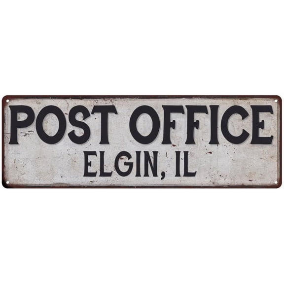 Elgin, Il Post Office Gift Metal Sign Vintage 6x18 206180011241