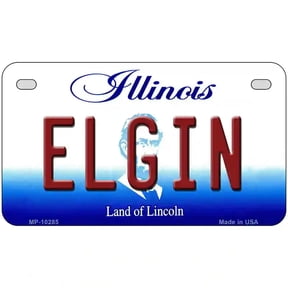 Elgin Illinois Metal Novelty License Plate 7" x 4" Motorcycle (MP)
