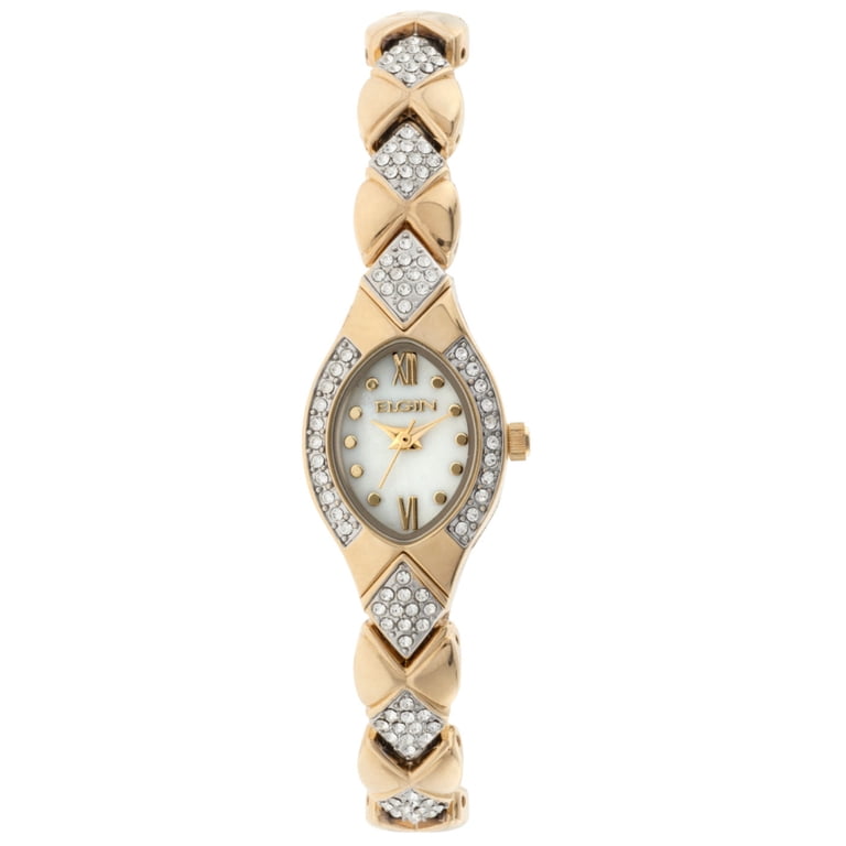 Elgin Ladies Two Tone Watch, Gold and Silver, Crystal 