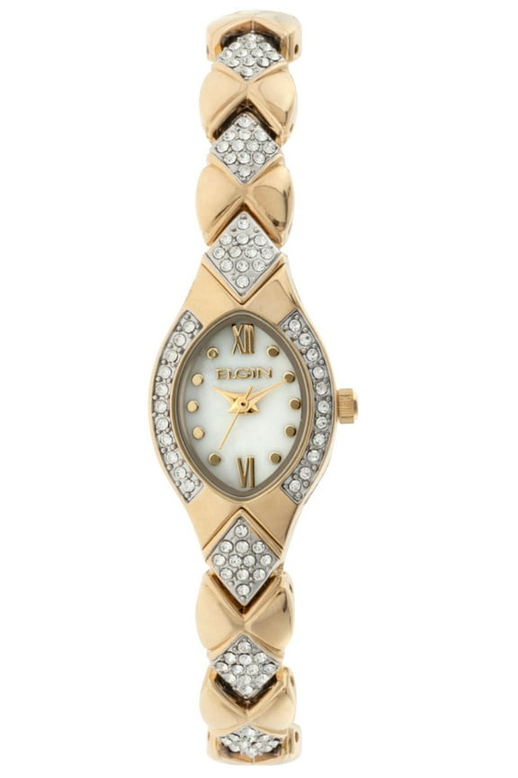 Ladies Gold and Silver Two Tone Watch with genuine crystal accents -EG10006G-1