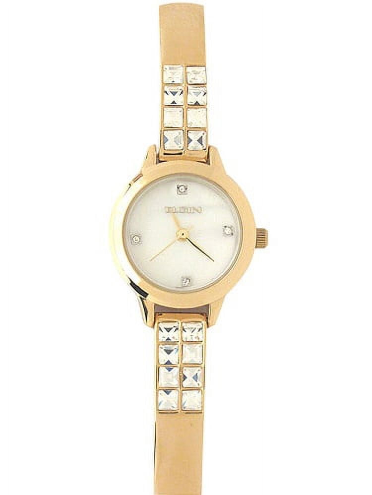 Elgin Gold-Tone Bracelet Watch with Mother-of-Pearl Dial and Pink Accents Elgin Womens Gold Tone Mother of Pearl Bracelet Watch Set  main image 3