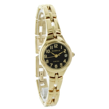 Elgin Women's Round Analog Date Gold Tone Bracelet Style Watch