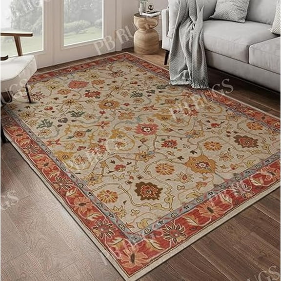 Elham 3'x5′ Area Rug Handcrafted Motif Floral Design Oriental Traditional Design Non-Shedding Fine Wool Pile & Easy-Care Areas in Living Room Bedroom