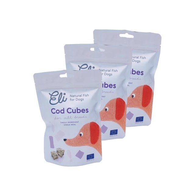 Eli Cod Skin Cubes STF9 3 Pack Naturals Premium Fish Skin Dental Rich