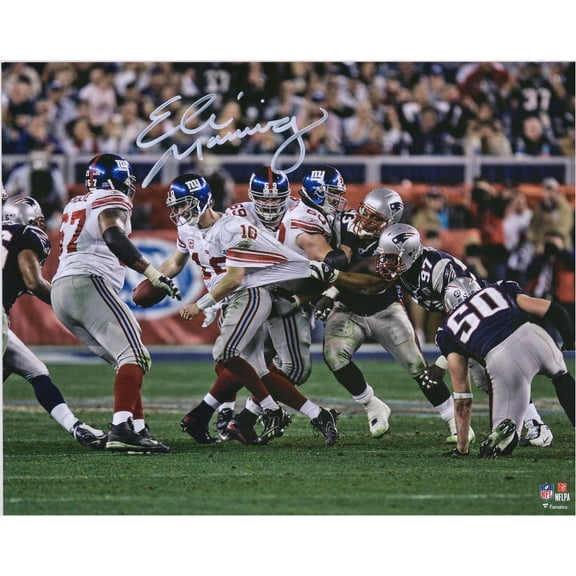 Eli Manning New York Giants Autographed 8" x 10" Super Bowl XLII Escape Photograph - Fanatics Authentic Certified