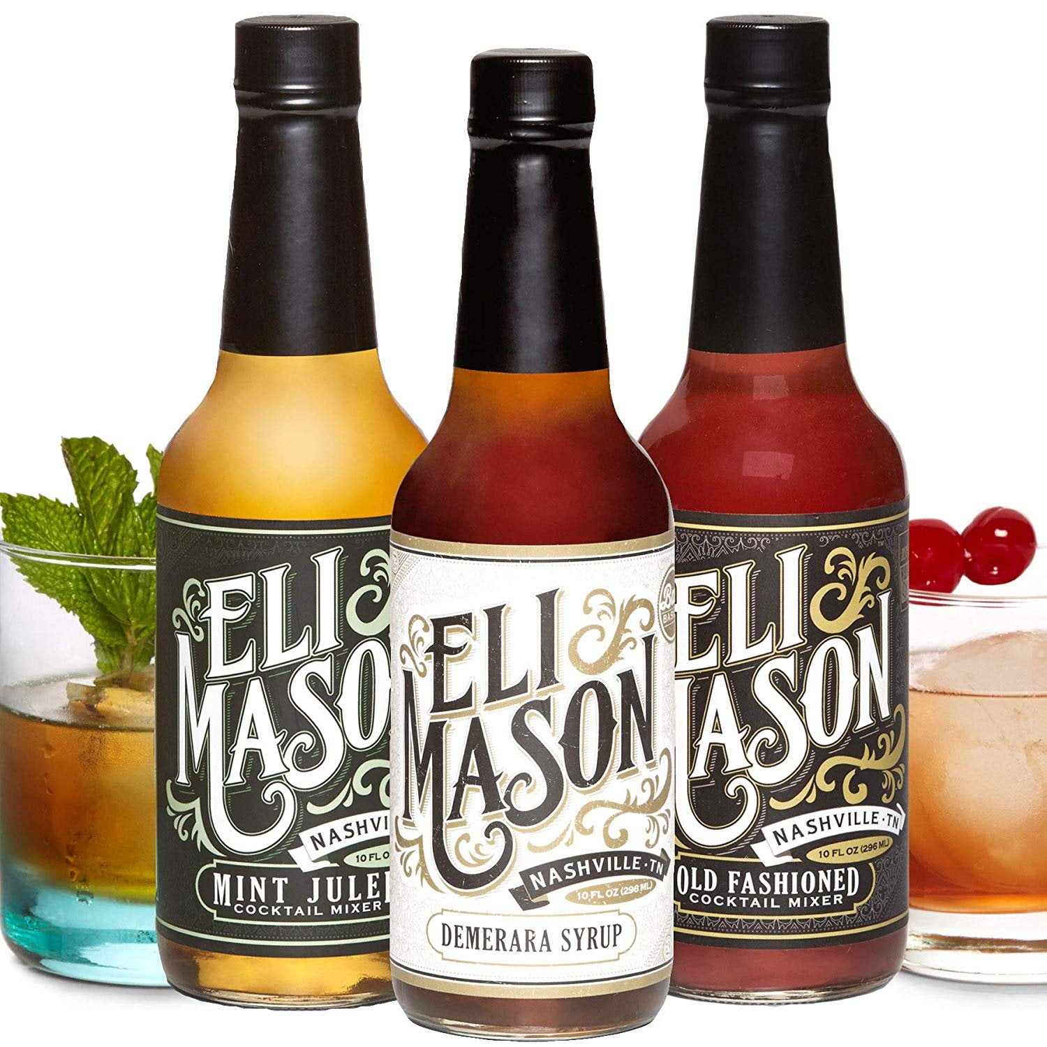 Eli Mason Cocktail Mixer Set Mint Julep, Demerara & Old Fashioned