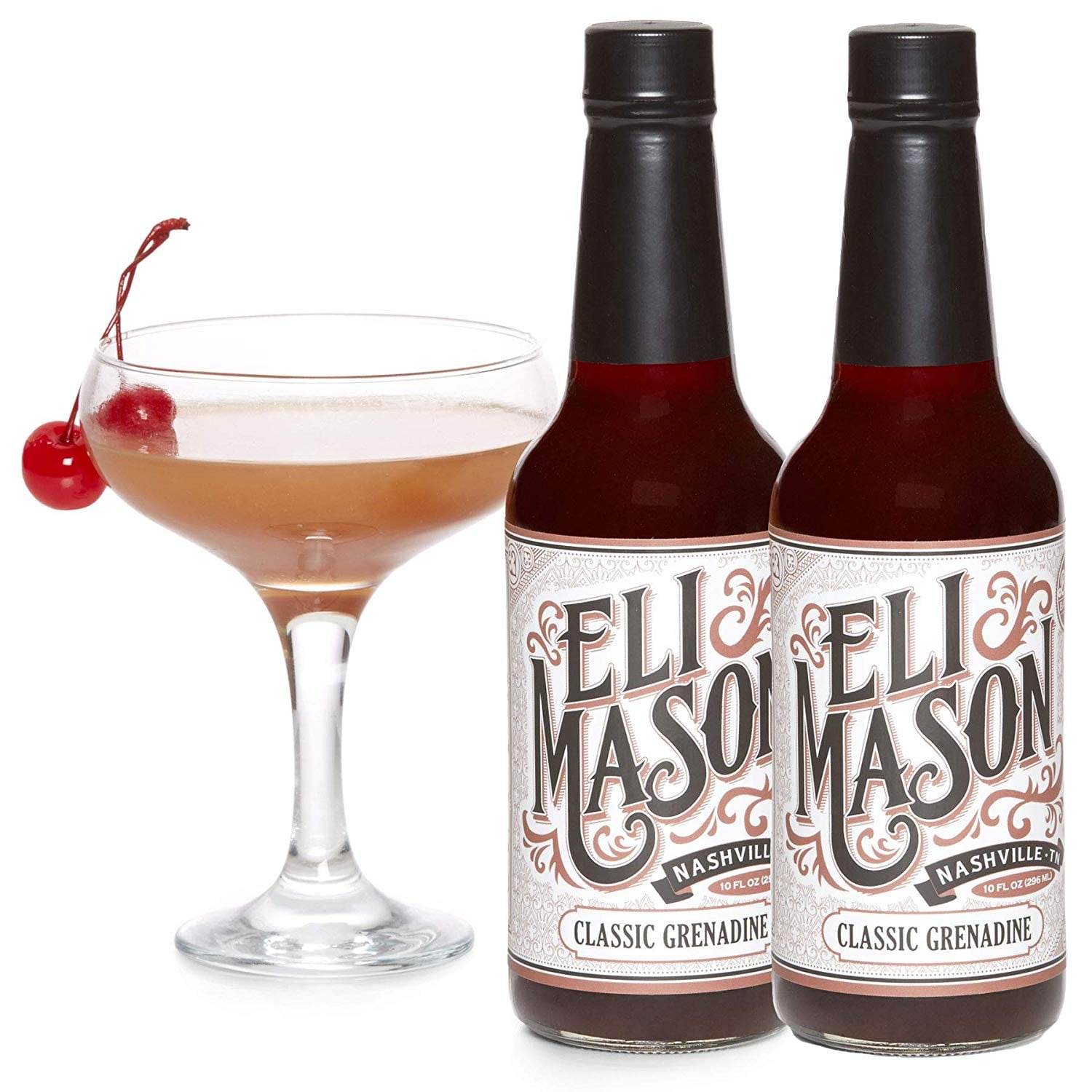 Eli Mason Grenadine Cocktail Mixer - All-natural Grenadine Cocktail Mix - Real Cane Sugar, Pomegranates & Proprietary Blend Of Cocktail Bitters - Made In USA, Small Batch Cocktail Mixes - 20 Ounces