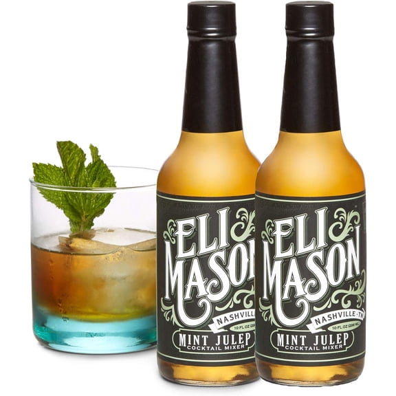 Eli Mason Mint Julep Cocktail Mixer - All-natural Mint Cocktail Syrup - Uses Real Cane Sugar, Fresh Mint & Proprietary Blend Of Cocktail Bitters - Made In USA, Small Batch Cocktail Mixes - 20 Ounces