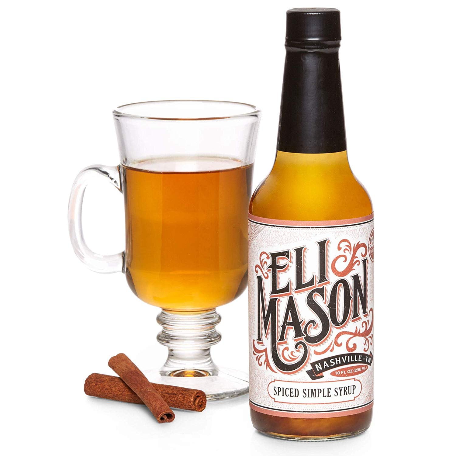 Eli Mason Spiced Simple Syrup - All-natural Cocktail Mixer - Uses Real Cane Sugar, Assorted Spices & Proprietary Blend Of Cocktail Bitters - Made In USA, Small Batch Cocktail Mixes - 10 Ounces