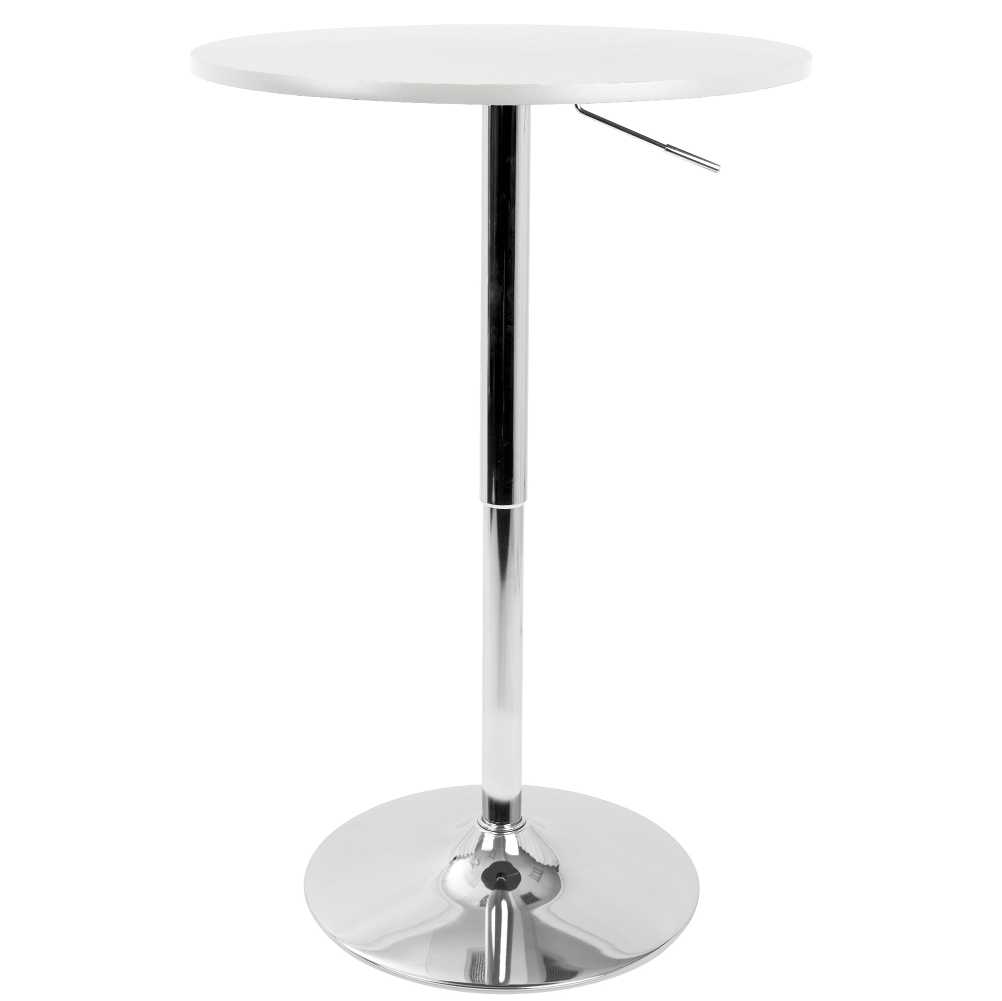 27.5" Scandinavian Contemporary Round Bar Table with Chrome Base - White
