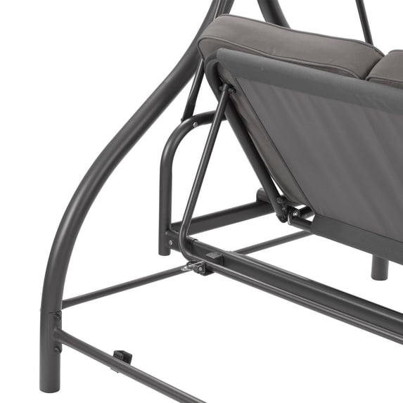 Elia Navy Blue 3-Seat Metal Frame Convertible Patio Swing with Canopy