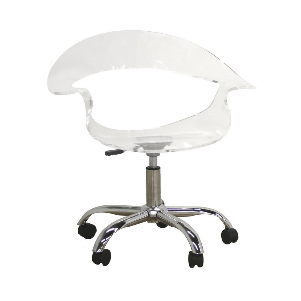 Clear Acrylic Adjustable Swivel Office Chair with Chrome Base