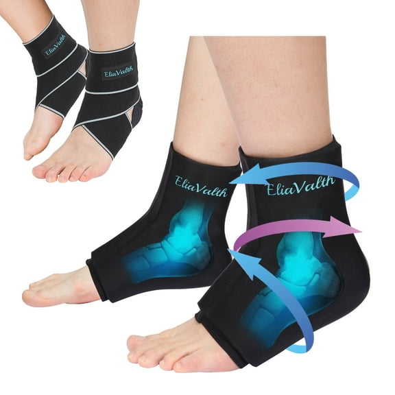 EliaValth Heel Ice Pack for Injuries & Plantar Fasciitis Relief, Adjustable XLx2