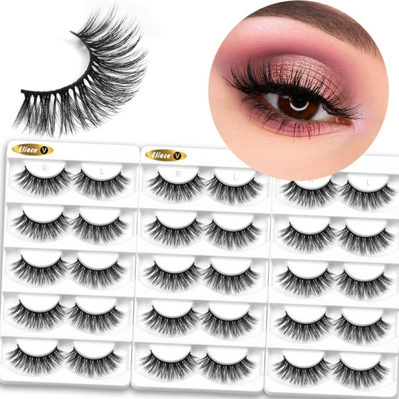 Eliace Eyelashes & Natural Cat-Eye 3D Faux Mink Lashes 15 Pairs Professional Lashes Pack Glamorously Voluminous 13MM Fake Eye lashes Multipack | Vincy