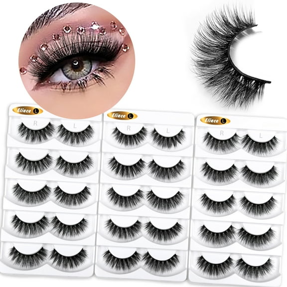 Eliace False Eyelashes & 3D Faux Mink Lashes Wispy Natural Fluffy Volume Fake Eye lashes Multipack 15 Pairs | Chloe