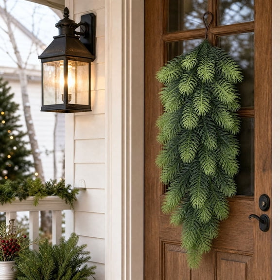 Eliaeconx 24 Inch Christmas Pine Garland, Faux Cedar Bough Wall Hanging, Artificial Evergreen Decor for Door, Window, Railing, Indoor