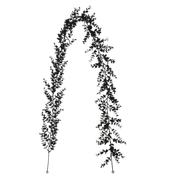 Eliaeconx Black Leaf Garland, 6 Foot Eucalyptus Vine with Dark Foliage, Gothic Floral Arrangement for Halloween Decor, Wall Mantle Drape, Black