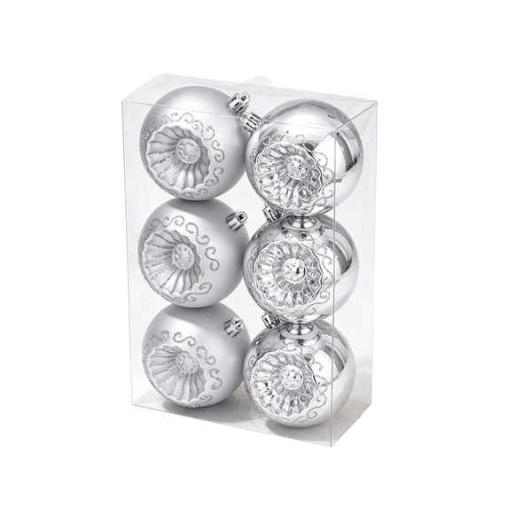 Eliaeconx Christmas Ball Ornaments 6 Pack, Colorful Hanging Bauble Pendants 3.1in, Festive Tree And Wedding Scene Decor For Holiday Party Indoor