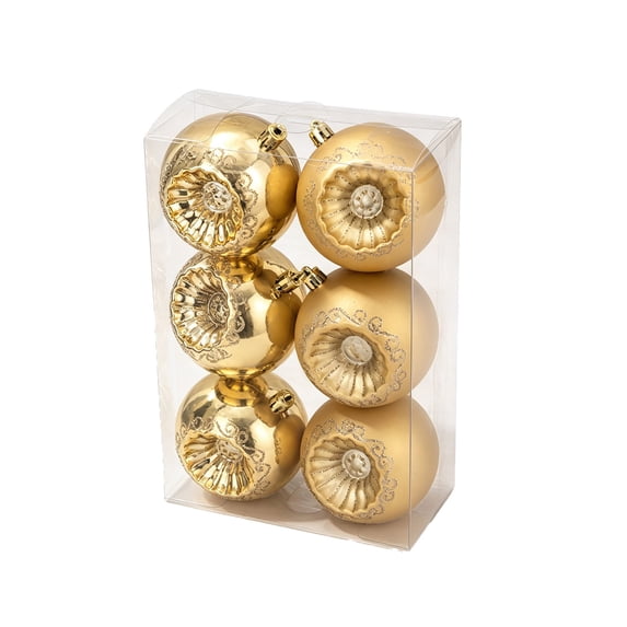 Eliaeconx Christmas Ball Ornaments 6 Pack, Colorful Hanging Bauble Pendants 3.1in, Festive Tree And Wedding Scene Decor For Holiday Party Indoor