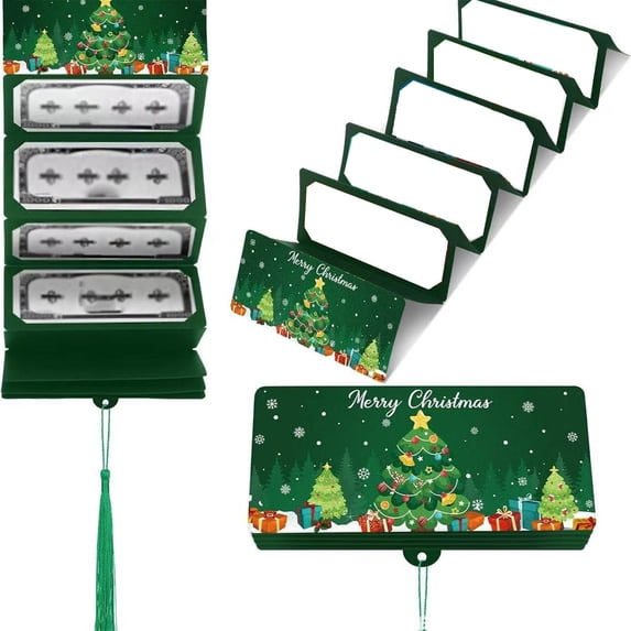 Eliaeconx Christmas Cash Wallet, 10 Card Slot Red Envelope, Money Holder Box, Holiday Gift Pouch for Surprise Presentations