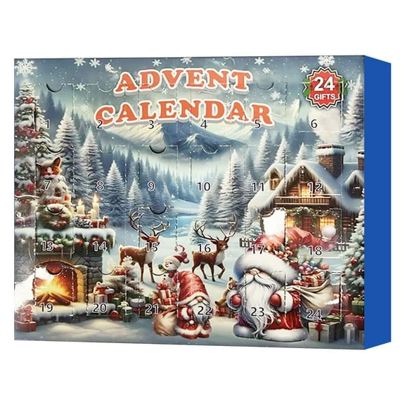 Eliaeconx Christmas Countdown Box, 24 Day Advent Calendar, Unique Ornaments Set, Holiday Countdown Decor, for Unlocking Magical Christmas Journey, Blue