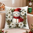 thumbnail image 1 of Eliaeconx Christmas Pillow Case, 18x18 Inch Pillow Cover, Tree Reindeer Snowman Print, Sofa Throw Pillow, for Home Ambiance, B, 1 of 6