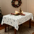 thumbnail image 1 of Eliaeconx Christmas Tablecloth, Snowflake Printed Plastic Table Cover, Disposable Rectangular Tablecloth, 54x108 Inches, for Christmas Party, Holiday Dinner Decorations, Blue, 1 of 7