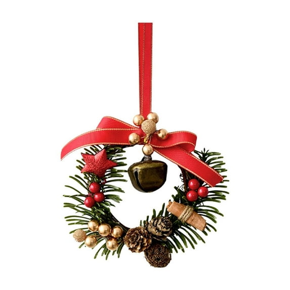 Eliaeconx Christmas Wreath Decor, Bells and Greenery Window Porch Hanging, Festive Tree Ornament, Home Decor Gift for Door, Wall, Fireplace, F