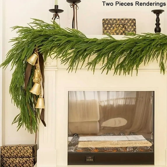 Eliaeconx Christmas Wreath, Rattan Texture Holiday Wreath, Norfolk Front Door Decoration, Artificial Leaf Wreath for Home and Door Decor, Green