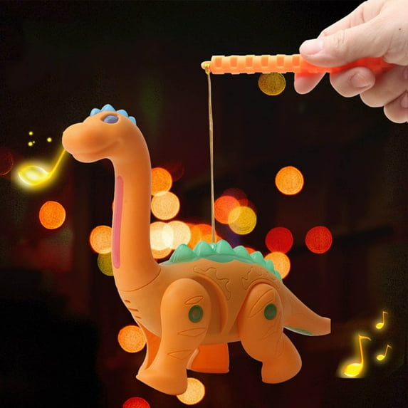 Eliaeconx Dinosaur Lantern, Handheld Light Up Toy, Glowing Prehistoric Creature Lamp for Indoor Play, Night Light, Children's Room Decor, Orange