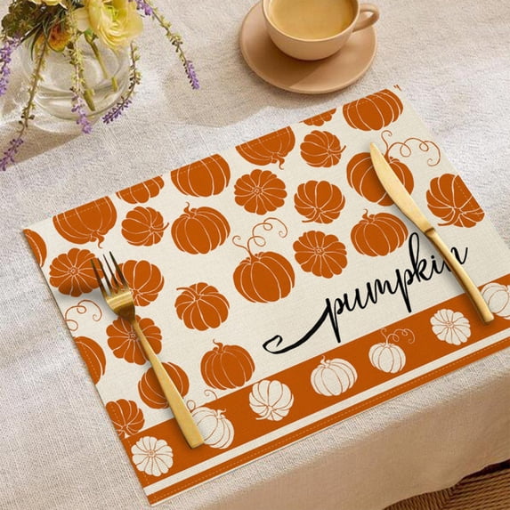 Eliaeconx Fall Placemats, Autumn Table Mats, 2 Piece Set 12x18 Inch, Thanksgiving Harvest Decor, Vintage Place Settings, for Dining Table Party Catering Decorations, A