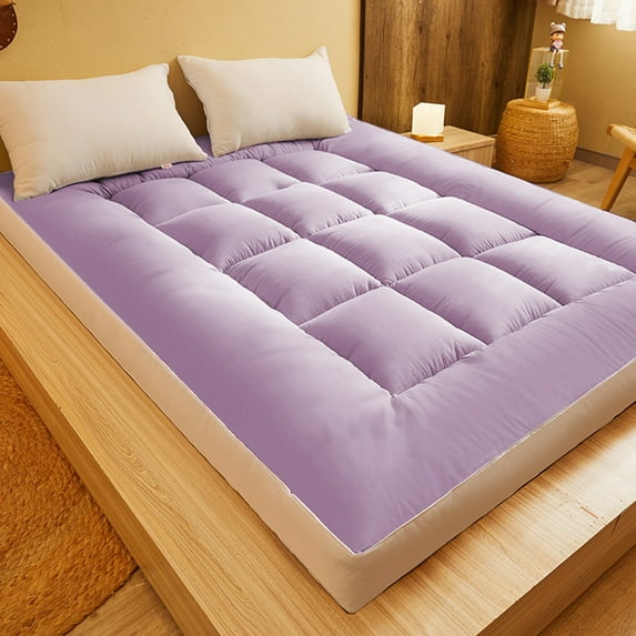 Eliaeconx Fiber Mattress, 60 x 80 Inch Plush Mattress Topper, Soft Bed Padding with Washable Cover, Thickened Comfort Layer for Enhanced Sleep, Purple