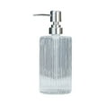 thumbnail image 1 of Eliaeconx Glass Soap Dispenser, 14 oz Press Pattern Pump Bottle, Thickened Transparent Lotion Container, for Hand Sanitizer, Shampoo, Toiletries, B, 1 of 6