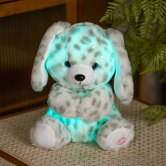 Eliaeconx Glowing Plush Toy, LED Light Up Husky Dog 10 Inches, Color Changing Soft Stuffed Animal, Cushion Pillow for Birthday Gift Party Favor Night Light Decor, Gray